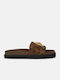 Ateneo Leather Women's Flat Sandals in Tabac Brown Color