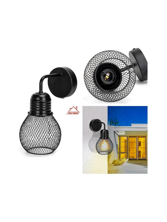 ForHome Lamp Wall with Socket E27 Black 16.5x16.5x12cm