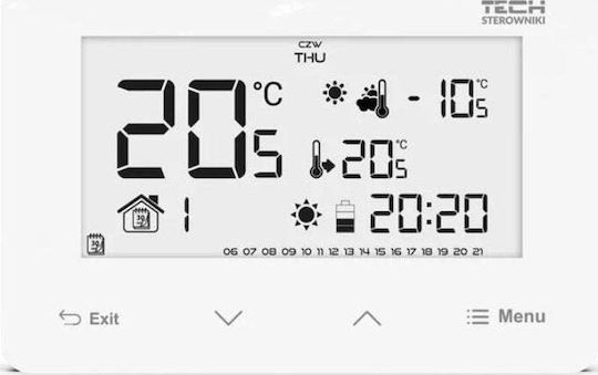 Tech Wired St293v3 Raumthermostat Zwei Zustände Glasfrontplatte Weiß