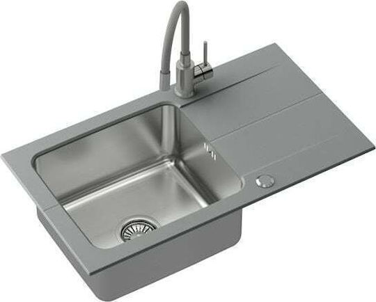 Steiner Steiner Edward 111 Drop-In Küchenspüle aus Flüssigem Granit mit Wasserhahn M78xB44cm Graues