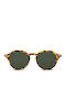 Twig Langevin Unisex Sunglasses with Brown Tartaruga Plastic Frame and Green Lens LAS10