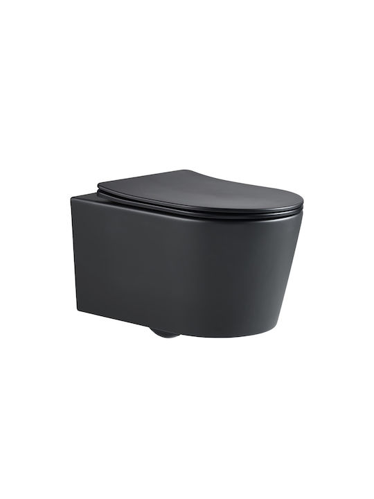 Swiss Aqua Technologies Brevis Wall-Mounted Toilet Rimless with Cover Soft Close Black