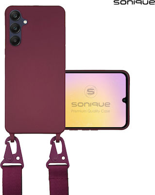 Sonique Strap Back Cover Silicone 0.5mm with Strap Burgundy (Galaxy A25 5G)