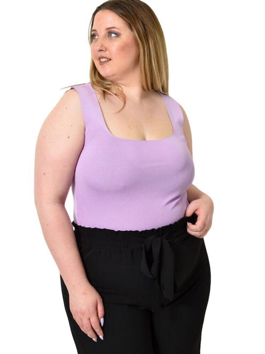Women's Plus Size Fitted Top Lilac 24414