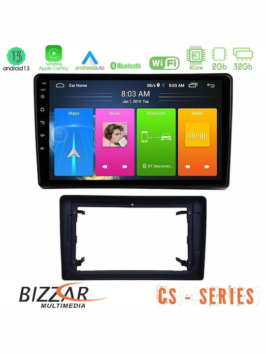 Bizzar Ηχοσύστημα Αυτοκινήτου 2DIN (Bluetooth/USB/WiFi/GPS/Apple-Carplay/Android-Auto) με Οθόνη Αφής 10"