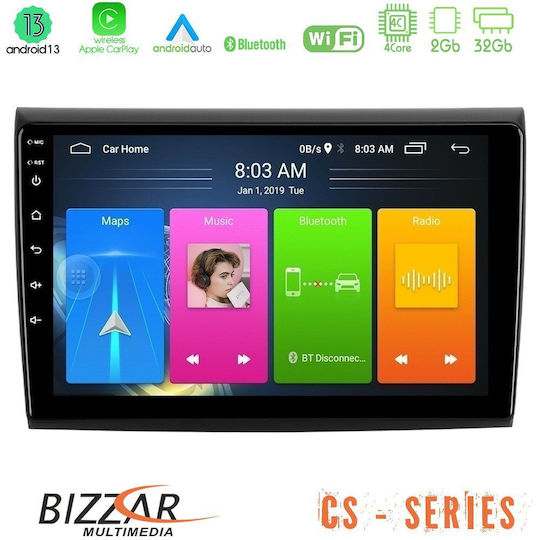 Bizzar Sistem Audio Auto 2DIN (Bluetooth/USB/WiFi/GPS/Apple-Carplay/Android-Auto) cu Ecran Tactil 9"