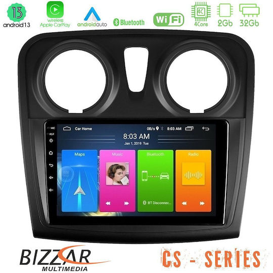 Bizzar Sistem Audio Auto 2DIN (Bluetooth/USB/WiFi/GPS/Apple-Carplay/Android-Auto) cu Ecran Tactil 9"