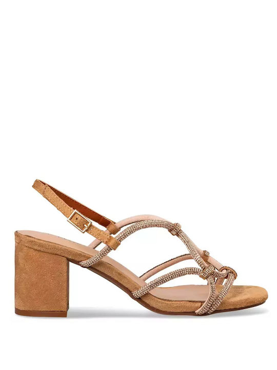 Envie Shoes Damen Sandalen mit mittlerem Absatz in Gold Farbe