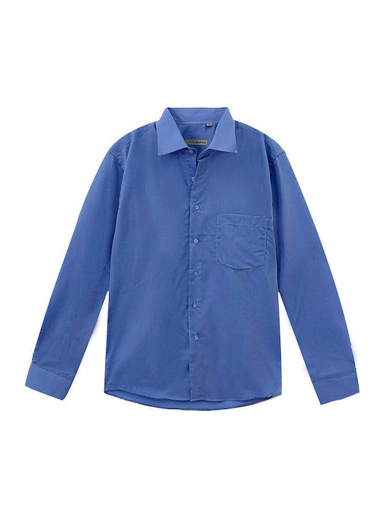 Langärmlig Baumwolle Hemd Blue