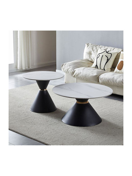Masa De Cafea Centrală Rotundă 6055 Metalică Albă 2 Buc M80xL80xÎ42cm
