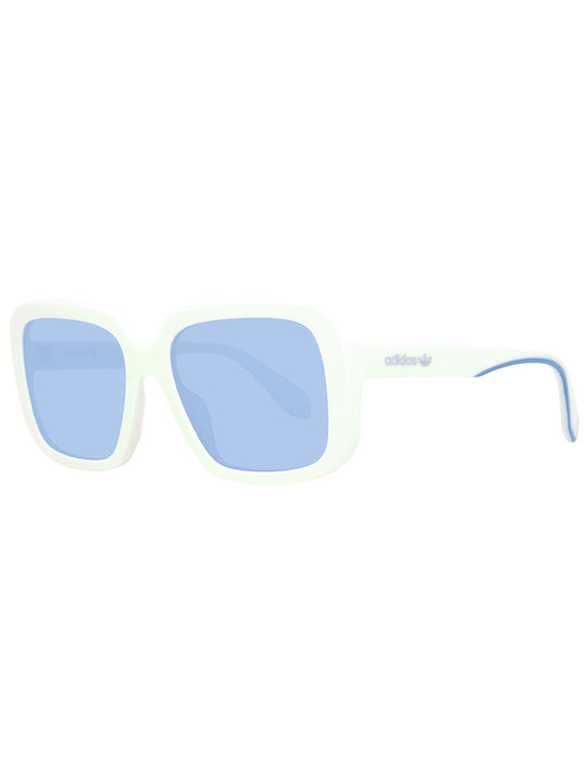 Adidas Women's Sunglasses with White Plastic Frame and Blue Lens OR0065 21V