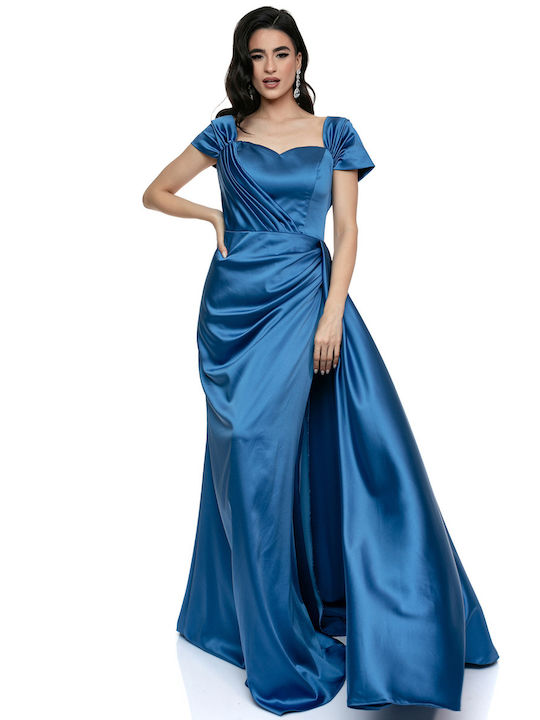RichgirlBoudoir Maxi Kleid für Hochzeit / Taufe Satin Blue