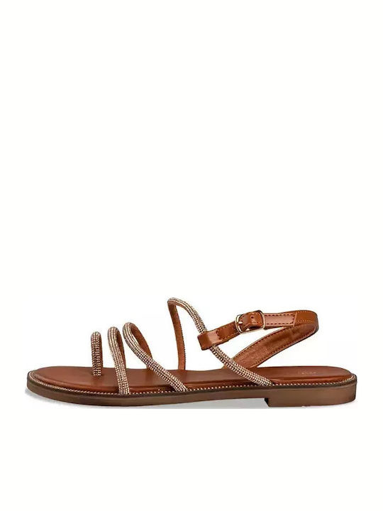 Envie Shoes Leather Women's Flat Sandals in Bro...