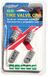 Maxeed Car Tire Valve Caps Silver 4pcs