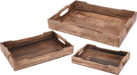 H&S Collection Ξύλινος Δίσκος Σερβιρίσματος 36x30cm 3τμχ