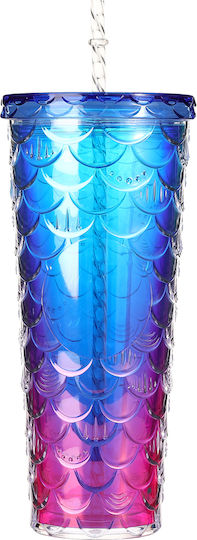 Tpster Glass Water made of Plastic in Color with straw 720ml