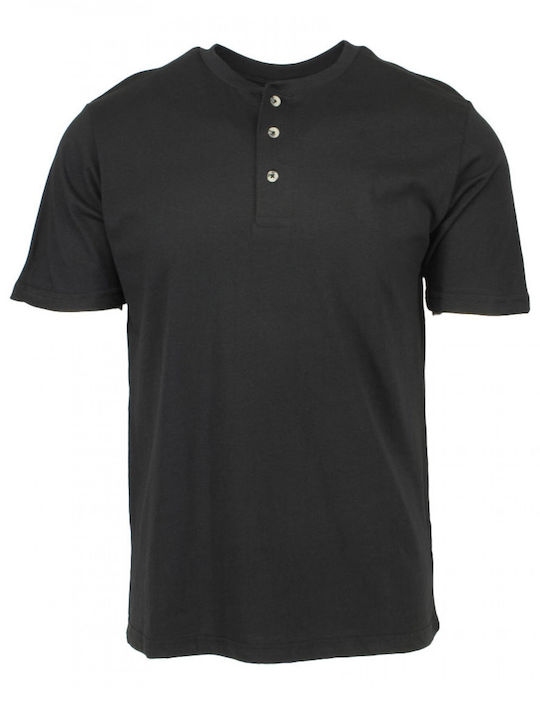 Explorer Men's Short Sleeve T-shirt with Buttons Black