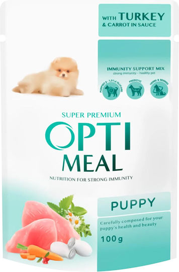 OptiMeal Wet Food for Puppies in Cans with Turkey and Meat 100gr