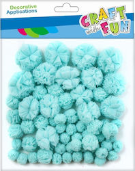 Craft with Fun Pom Pom de Artizanat Blue cu Diametru 12mm Set 60buc