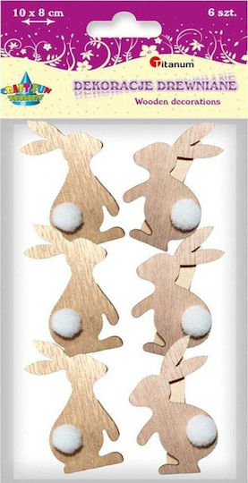 Titanum Wooden Easter Decorative Element for DIY Crafts Beige 6pcs 3x5.5cm