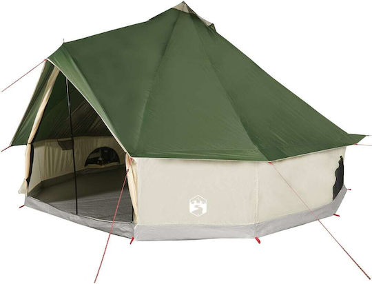 vidaXL Camping Tent Teepee Green for 8 People 410x410x250cm