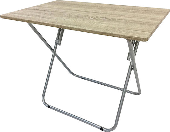 Metallischer Garten- und Terrassentisch Zusammenklappbar Eiche/Silber 90x60x72cm
