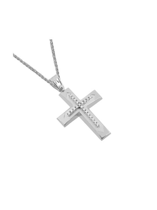 Weißgold Kreuz 14K mit Kette