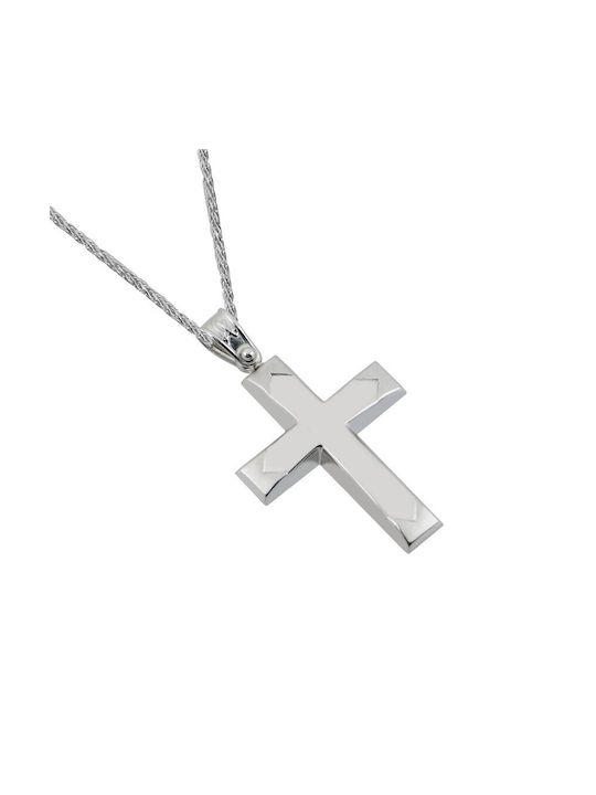 Herren Weißgold Kreuz 14K mit Kette Ανδρικός