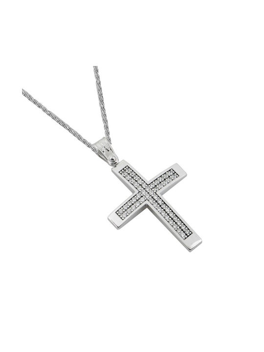 White Gold Cross 14K with Chain