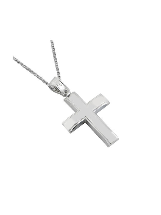 Herren Weißgold Kreuz 14K mit Kette Ανδρικός