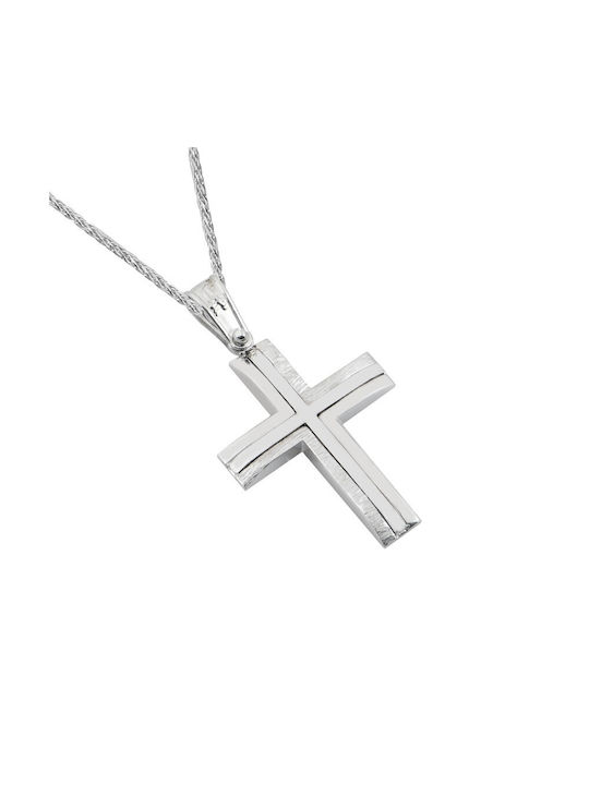 Men's White Gold Cross 14K with Chain Ανδρικός