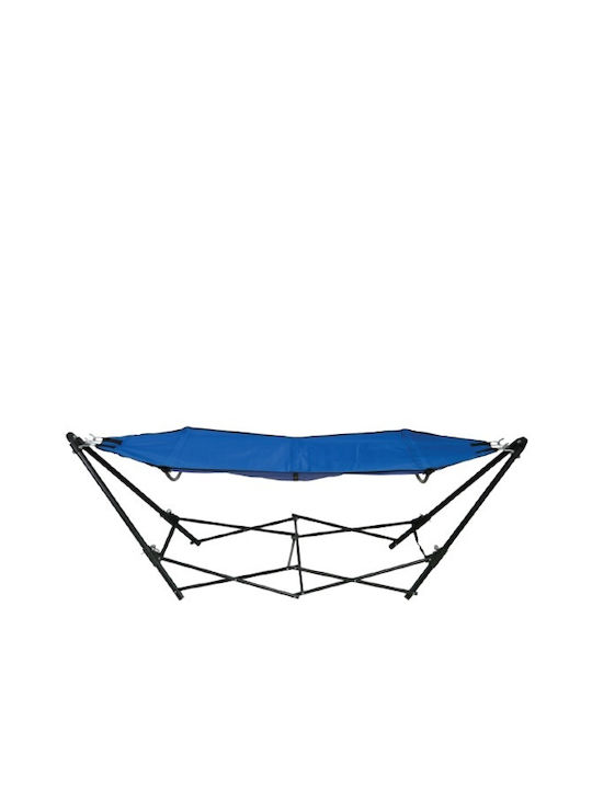 Single Hammock with Stand Blue 240x80cm