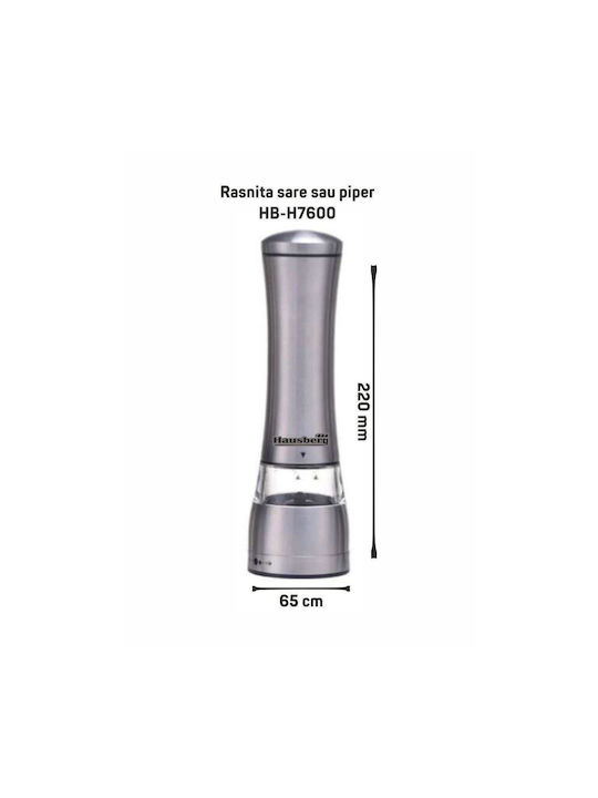 Hausberg Set Manual Râșnițe Condimente Inox în Culoare Gri 22cm 1buc