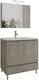 Drop Delta 75 Waschtisch mit Waschbecken & Spiegel Beige