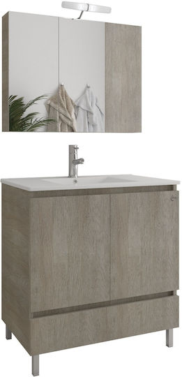 Drop Delta 75 Waschtisch mit Waschbecken & Spiegel Beige