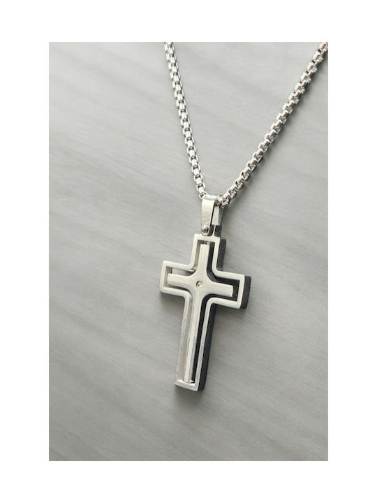 Men's Cross from Steel with Chain