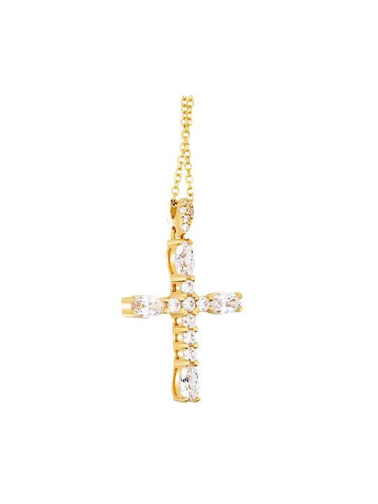 Damen Gold Kreuz 14K mit Kette