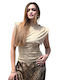 Damen Bluse Ärmellos Beige