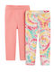 Kids Leggings Set Long Pink and yellow