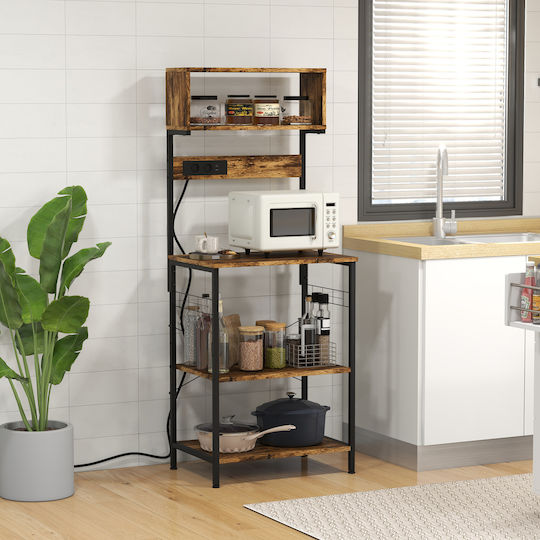 HomCom HomCom Metallisches Küchenregal Mit 4 Ebenen Braune 60x42x153cm