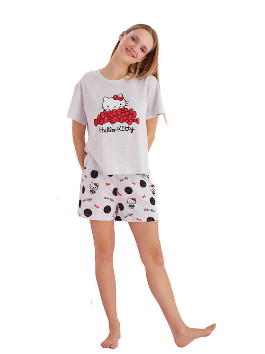 Hello Kitty De vară Set Pijamale pentru Femei Light Grey