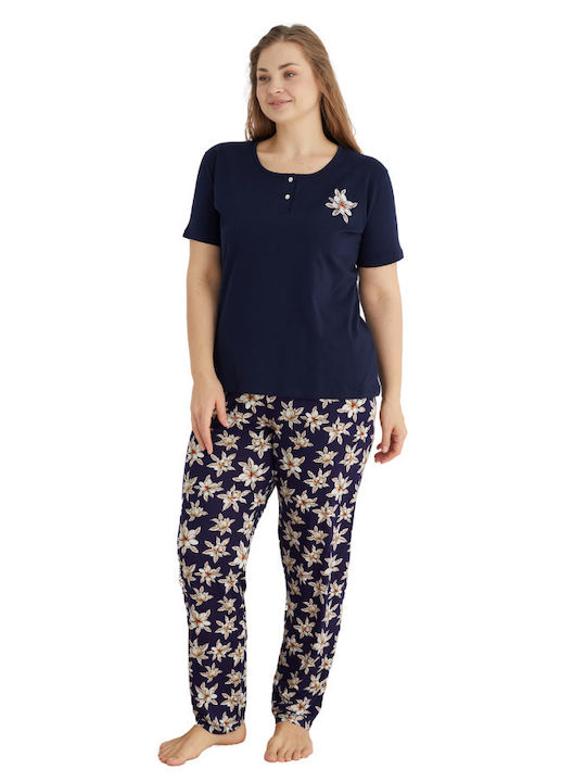 Sexen Summer Women's Pyjama Set Cotton Navy Blue