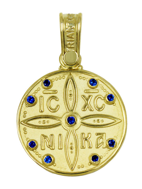 Roloi Kaliamanis Pendant Kids Talisman Double Sided Konstantinato made of Gold 14K PM1257