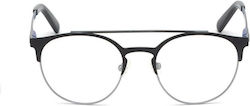 Guess Men's Metallic Blue Light Blocking Glasses in Argint Color