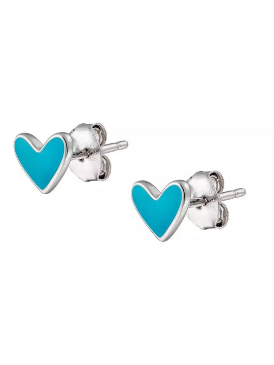 Oxzen Kids Earrings Studs Hearts made of Silver