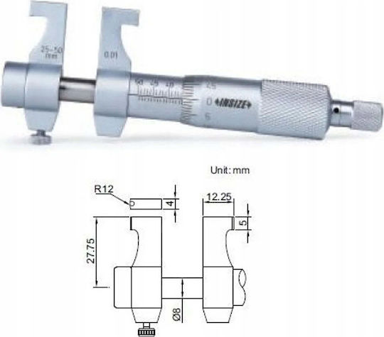 Insize 3220-75 Παχύμετρο με Ακρίβεια 0.01mm