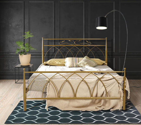 Mc 96 Doppelbett Metallisch Gold mit Lattenrost für Matratze 150x200cm