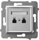 Ospel Front Double Telephone Socket Silver GPT-2UN m 18