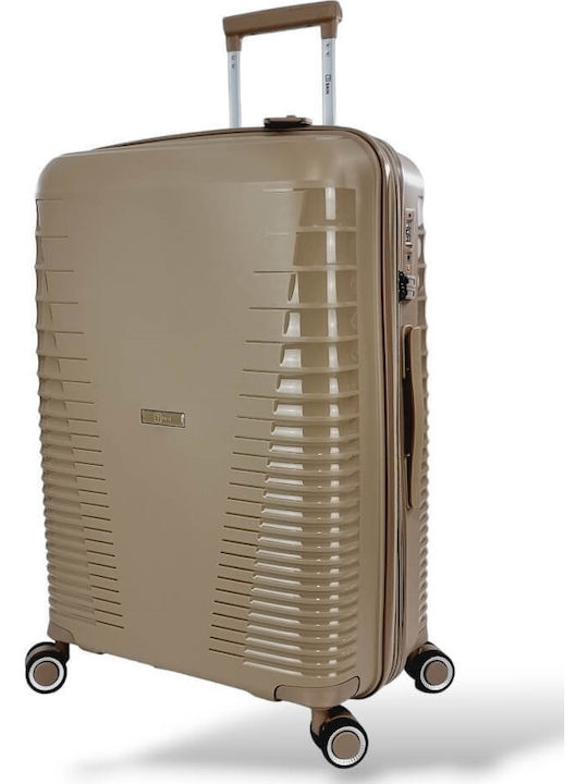 Rain Large Hard Gold Suitcase With 4 Wheels Height 75cm