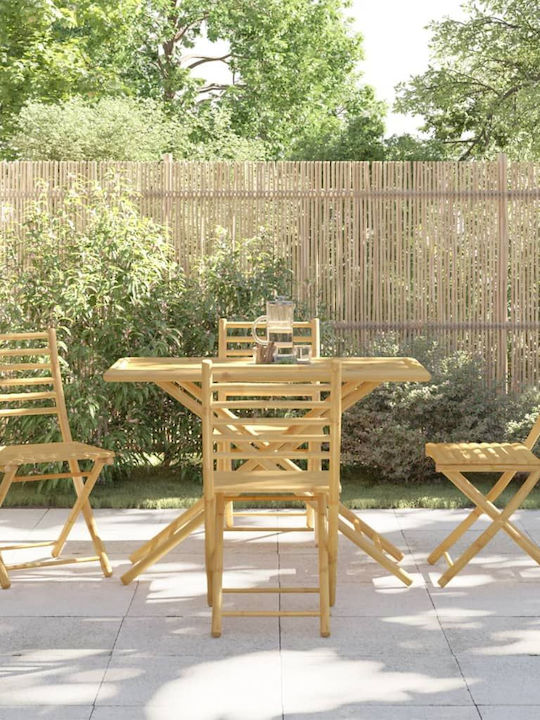 Set Sala De Mese Pentru Exterior 5 Piese Din Bambus Cu Perne
